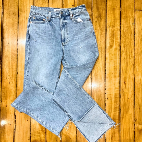 Pistola Colleen Tower High Rise Modern Slim Raw Split Hem Denim Jeans - Picture 10 of 10